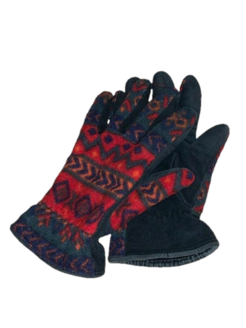 Aztec pattern Fleece gloves with suede palms